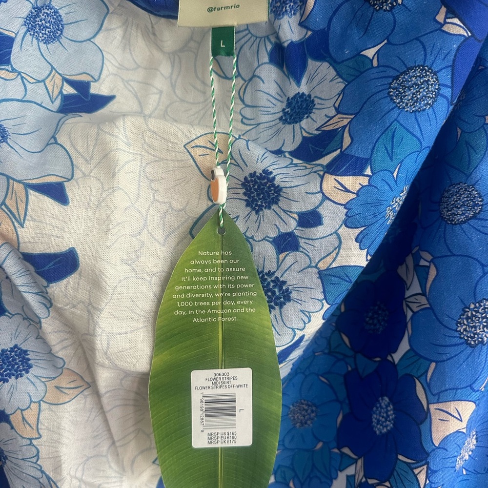 FARM Rio Flower Stripes Midi Skirt L - Picture 3 of 6